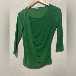 Vince camuto green drape blouse XS